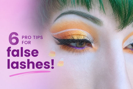 Close-up of dramatic false lashes on model