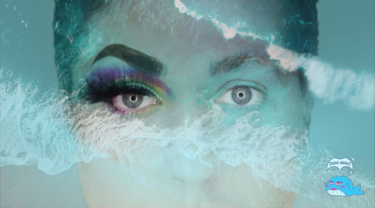 Drag Queen, Freida Whales, wearing false lashes