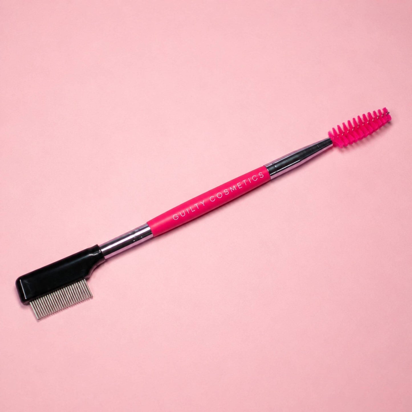 Guilty Cosmetics pink eyebrow spoolie and brush