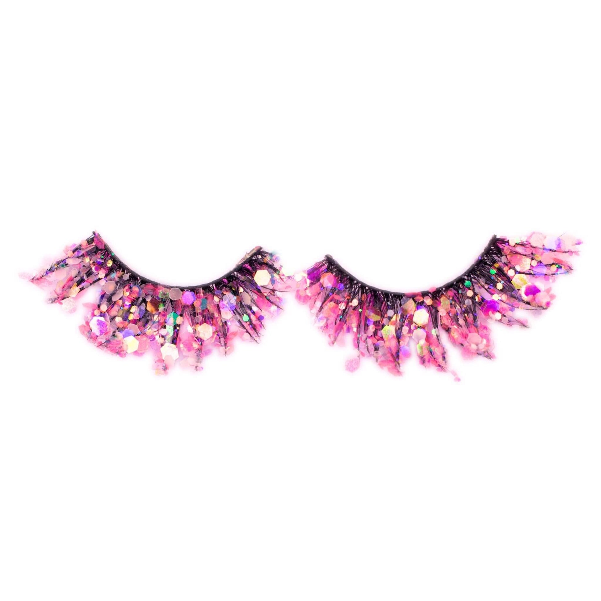 Pink UV glow glitter Miss Dolly lashes
