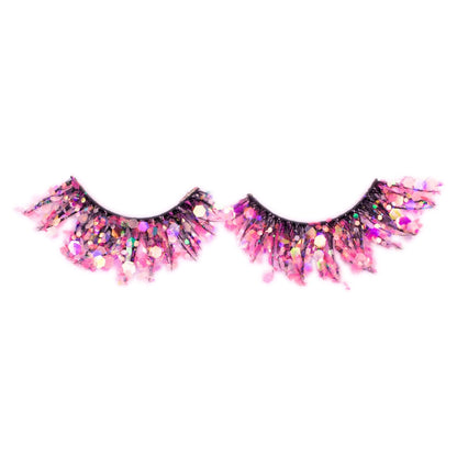 Pink UV glow glitter Miss Dolly lashes