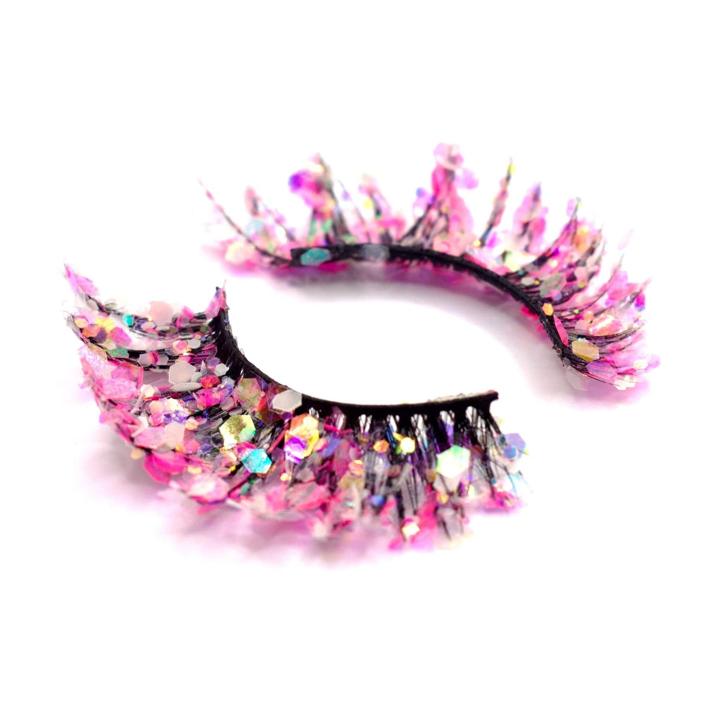 Miss Dolly lashes with pink UV glitter