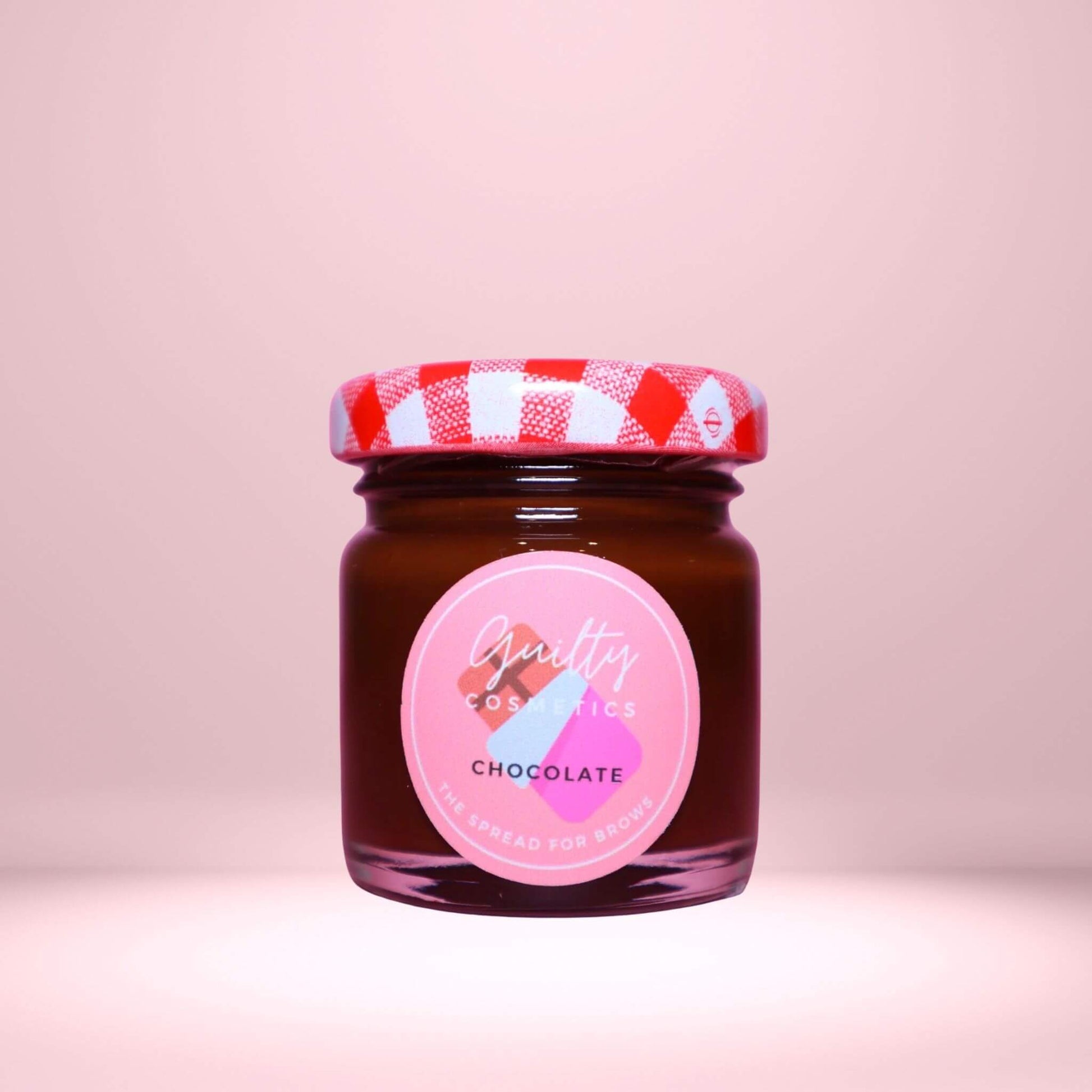 Chocolate scented vegan brow jam for soft natural eyebrows and laminated soap brows
