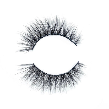 Close up of Cherry Bomb lashes. Slightly flared, subtle lash extension style