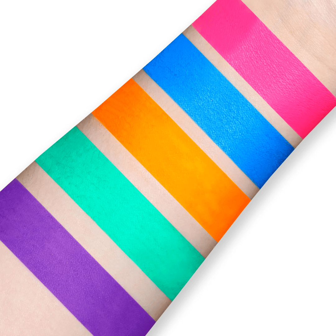 Bright eyeliner swatches that glow under blacklights